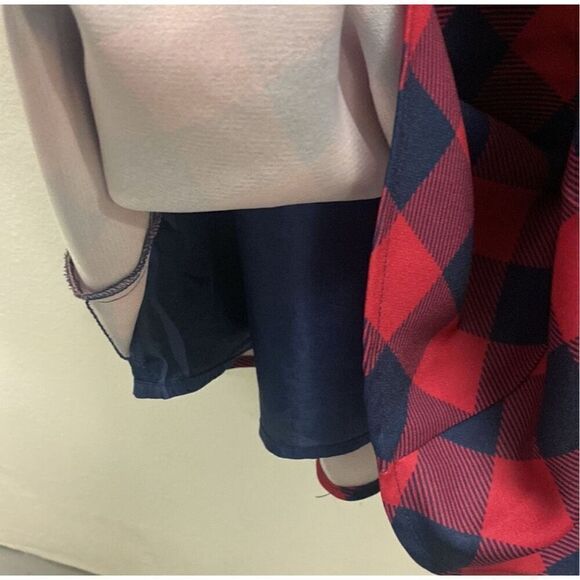 DRAPER JAMES | red navy blue tartan plaid fit and flare short sleeve dress 4 - Picture 8 of 9